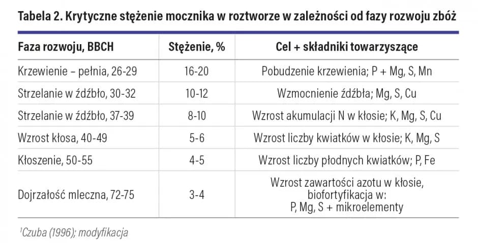 Optymalne dokarmianie pszenżyta mocznikiem - częstotliwość i dawki